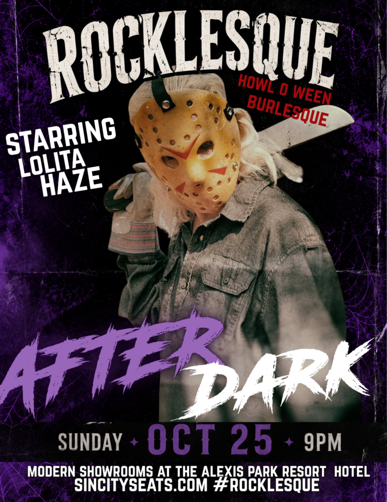 Rocklesque Halloween week burlesque show flyer, Alexis Park Las Vegas